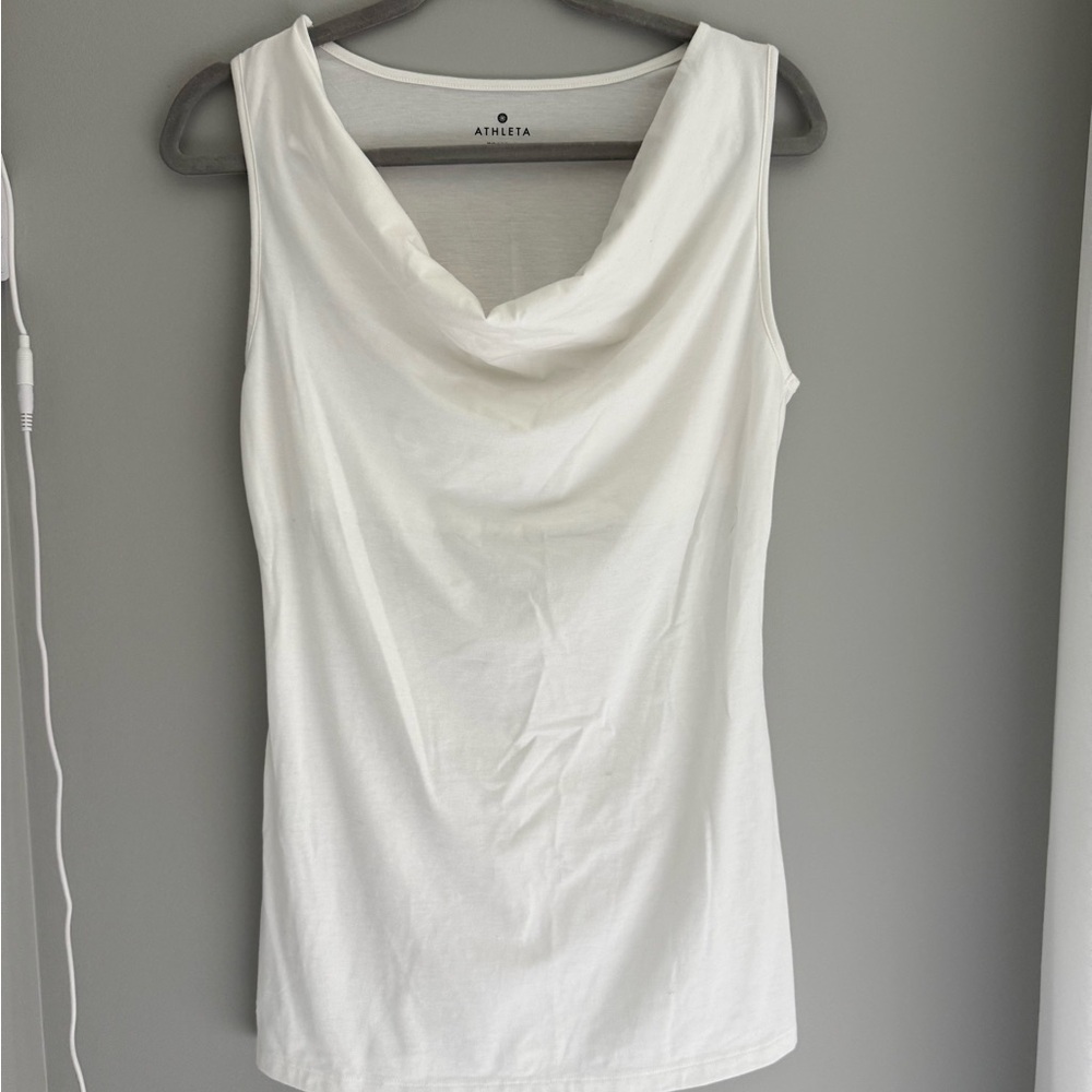 Athleta Women's Cream Cowl Neck Tank Top